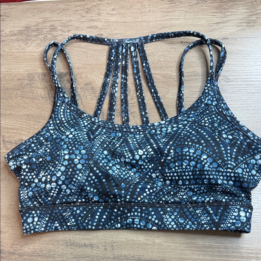 GAIAM - XS - Blue Patterned Strappy Sports Bra Racer back